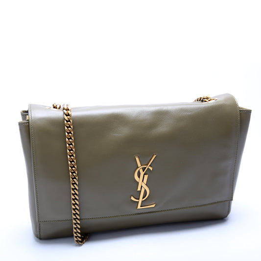 Saint Laurent Kate Satchel Medium Reversible Suede/Leather 553804 Green Bag