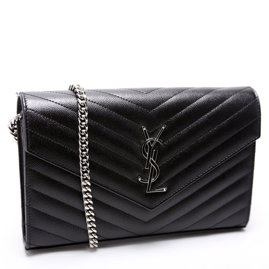 Saint Laurent Grain De Chain Wallet 377828 Black Bag