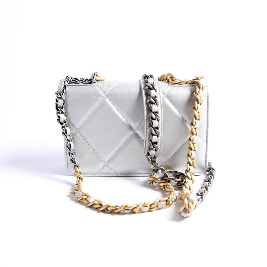 Chanel 19 WOC Quilted Lambskin 30M Silver Bag