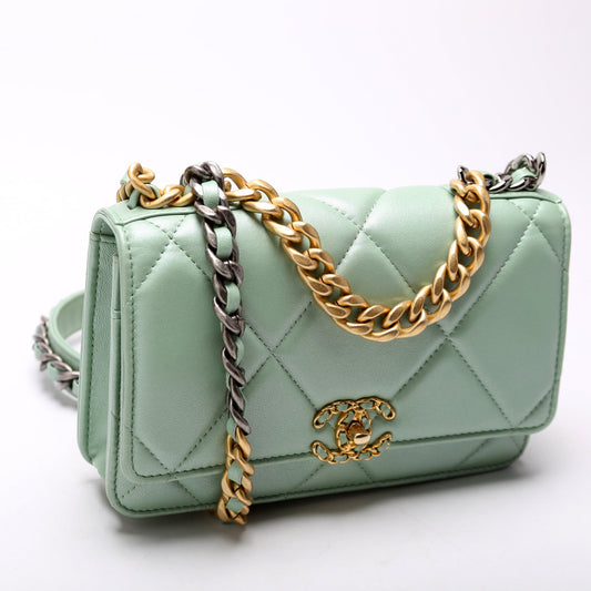 Chanel 19 WOC Quilted Lambskin RFID Green Bag