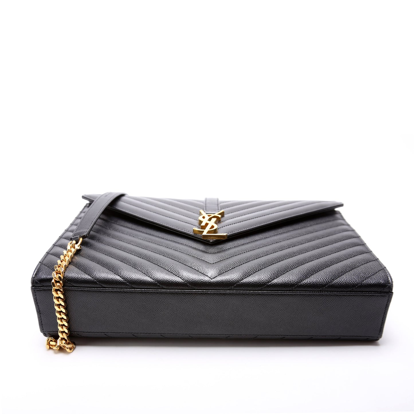 Saint Laurent 396910 Envelope Chevron Large Black Bag