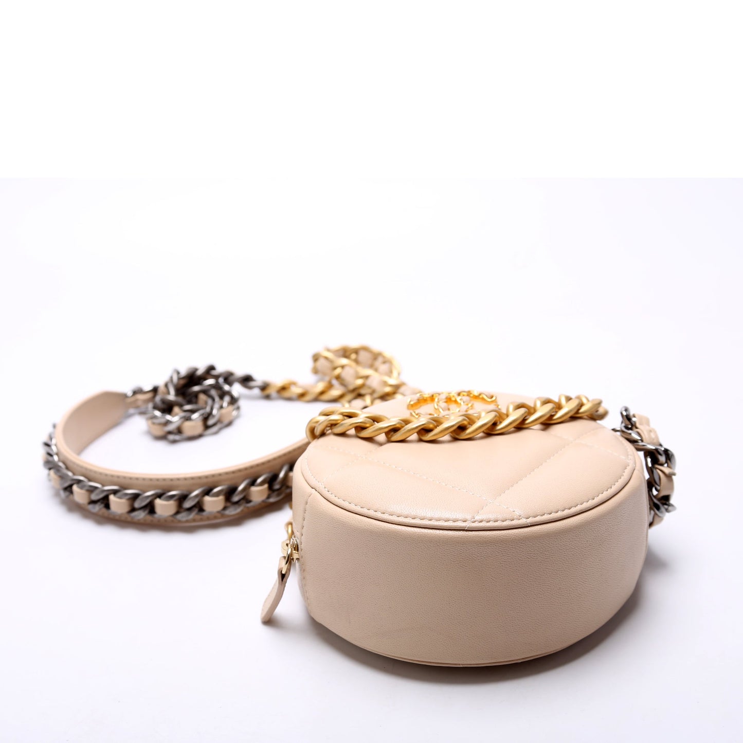 Chanel 19 Round Clutch Goatskin 2M Tan Bag
