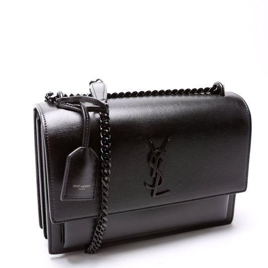 Saint Laurent Sunset Medium Smooth Leather Black 442906 Bag