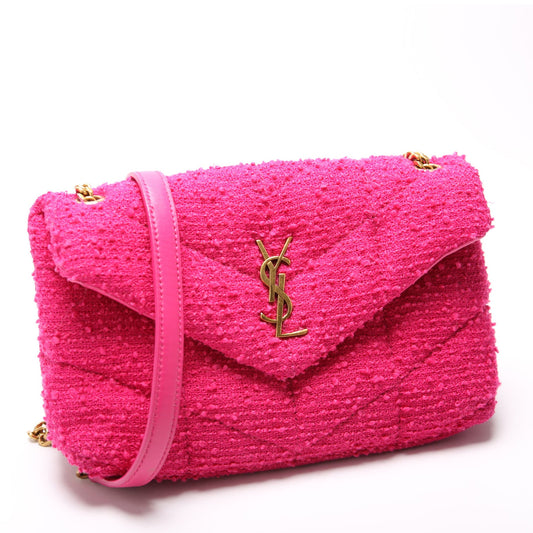 Saint Laurent LouLou Puffer Toy Tweed 620333 Pink Bag