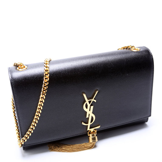 Saint Laurent Kate Tassel Satchel Medium Black Bag