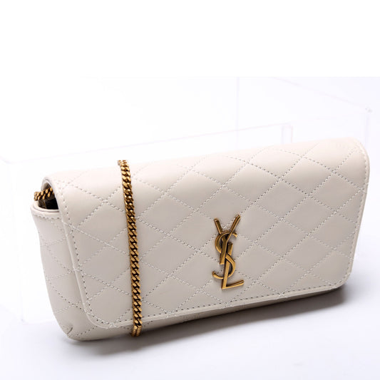 Saint Laurent 754051 Gaby Phone Case Quilted Lambskin White Bag