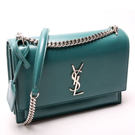 Saint Laurent Sunset Medium Smooth Leather 442906 Teal Bag