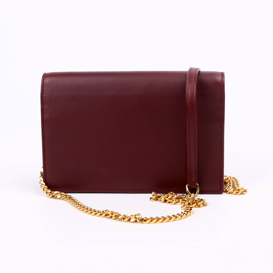 Saint Laurent Kate Tassel Chain Wallet Maroon Bag