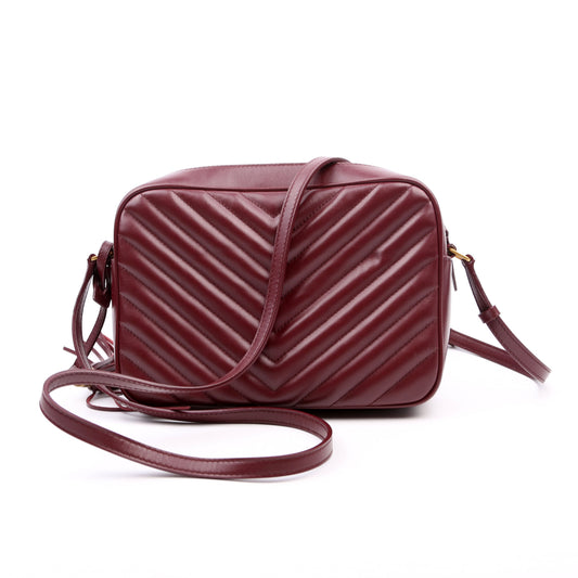 Saint Laurent Lou Camera Quilted 612544 Burgundy Bag