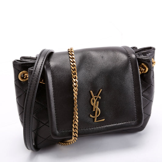 Saint Laurent 672738 Mini Notlita Quilted Lambskin Black Bag