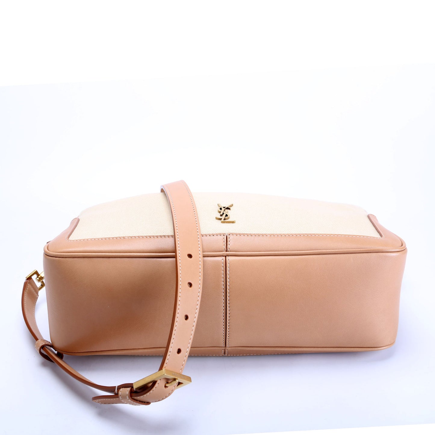 Saint Laurent 786156 Canvas/Leather Camera Top Handle Beige/Tan Bag