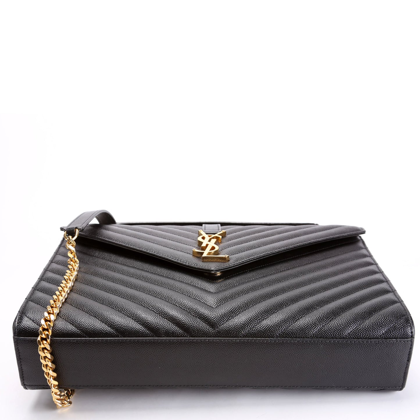 Saint Laurent 396910 Envelope Chevron Large Black Bag