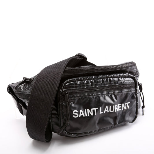 Saint Laurent Nylon Logo Ripstop Body Belt 581375 Black Bag