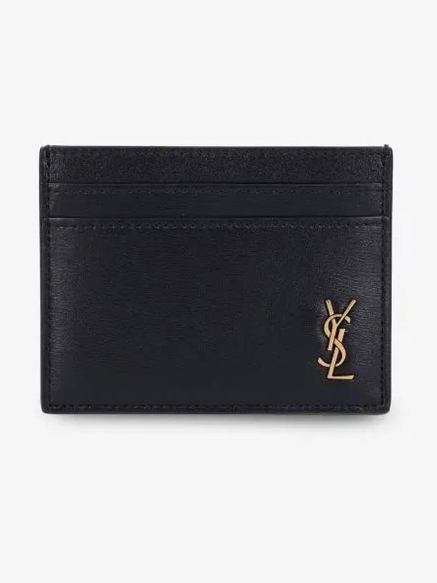 Luxury Saint Laurent Trending 2025 Tiny Monogram Shiny Leather Card Case Black