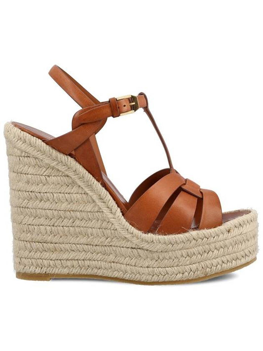 Luxury Saint Laurent Trending 2025 Tribute Espadrille Wedge Heel Brown