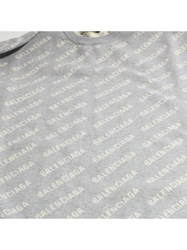 Luxury Balenciaga Trending 2025 Wool Over Logo Pattern Knit Sweatshirt Grey