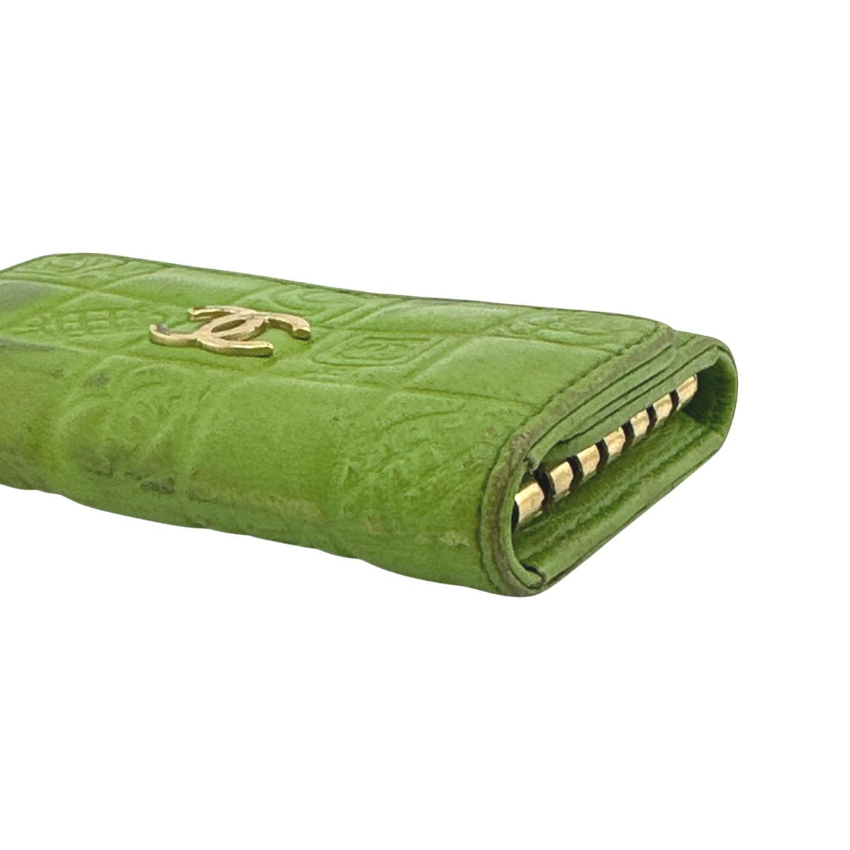 CHANEL Key case Key holder leather green 6-key case Key holder Icon line Women