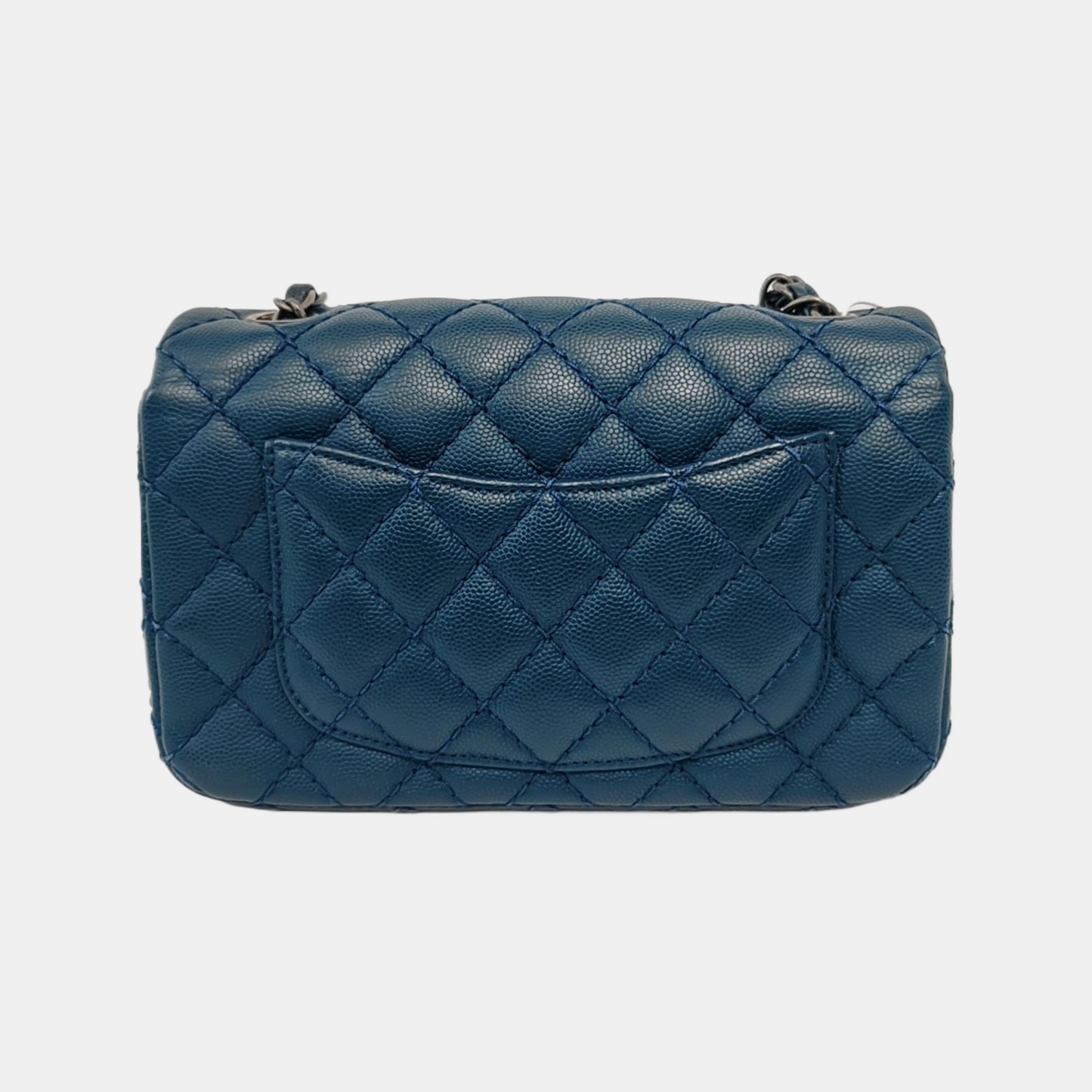 Chanel Classic Flap Rectangular Mini Navy Caviar Leather Silver Hardware
