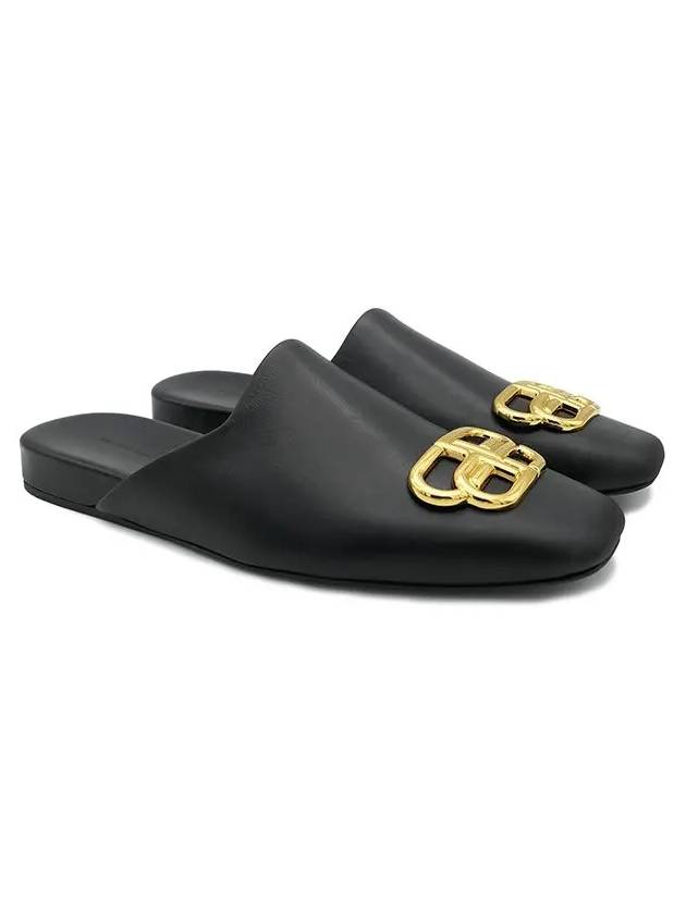 Luxury Balenciaga Trending 2025 BB Logo Leather Mule Black