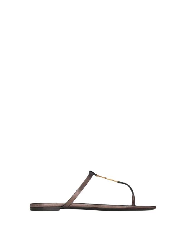 Luxury Saint Laurent Trending 2025 Cassandra Slide Leather Flip Flops Brown