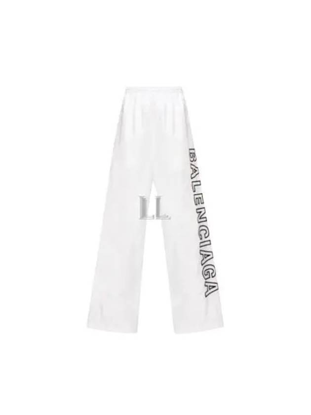 Luxury Balenciaga Trending 2025 Embroidered Logo Polyester Wide Track Pants White
