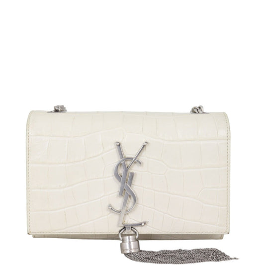 Saint Laurent Kate Tassel Chain Bag Small Croc-Embossed