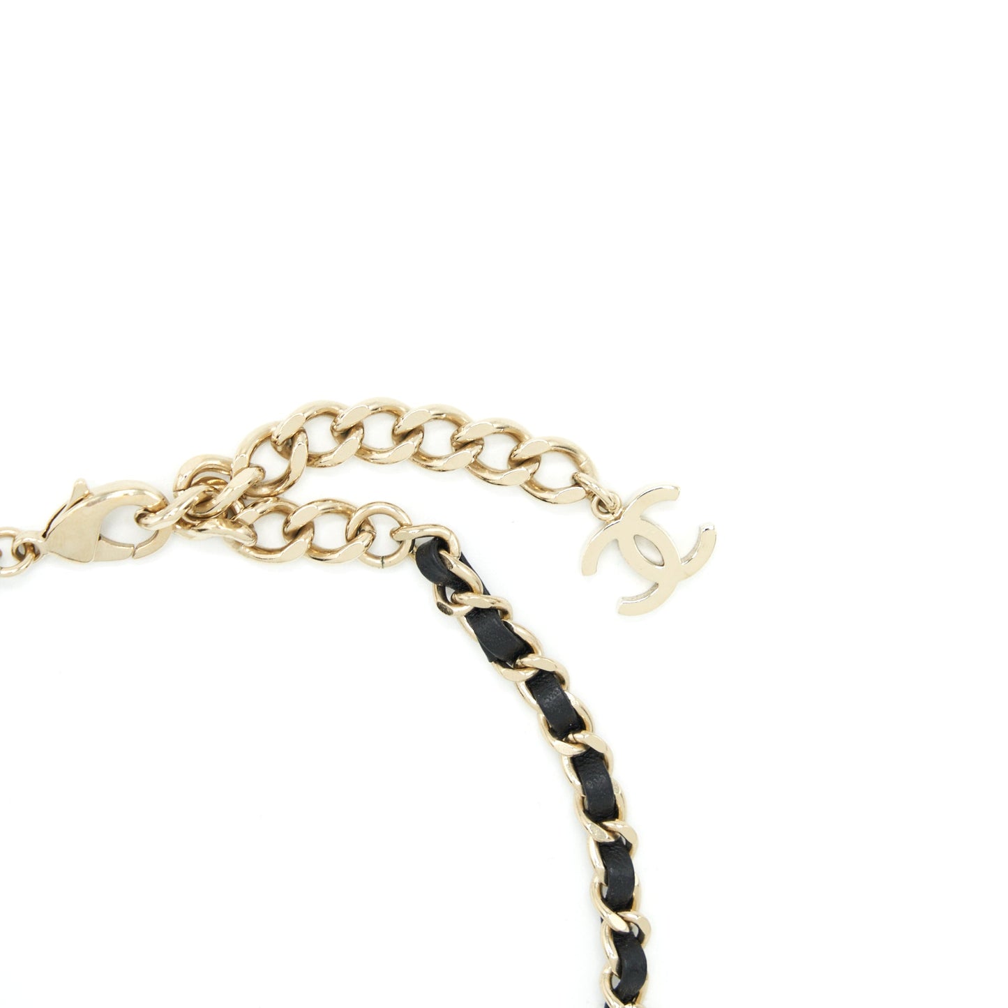 Chanel Chain mall CC Logo Choker Black With Light Gold Tone