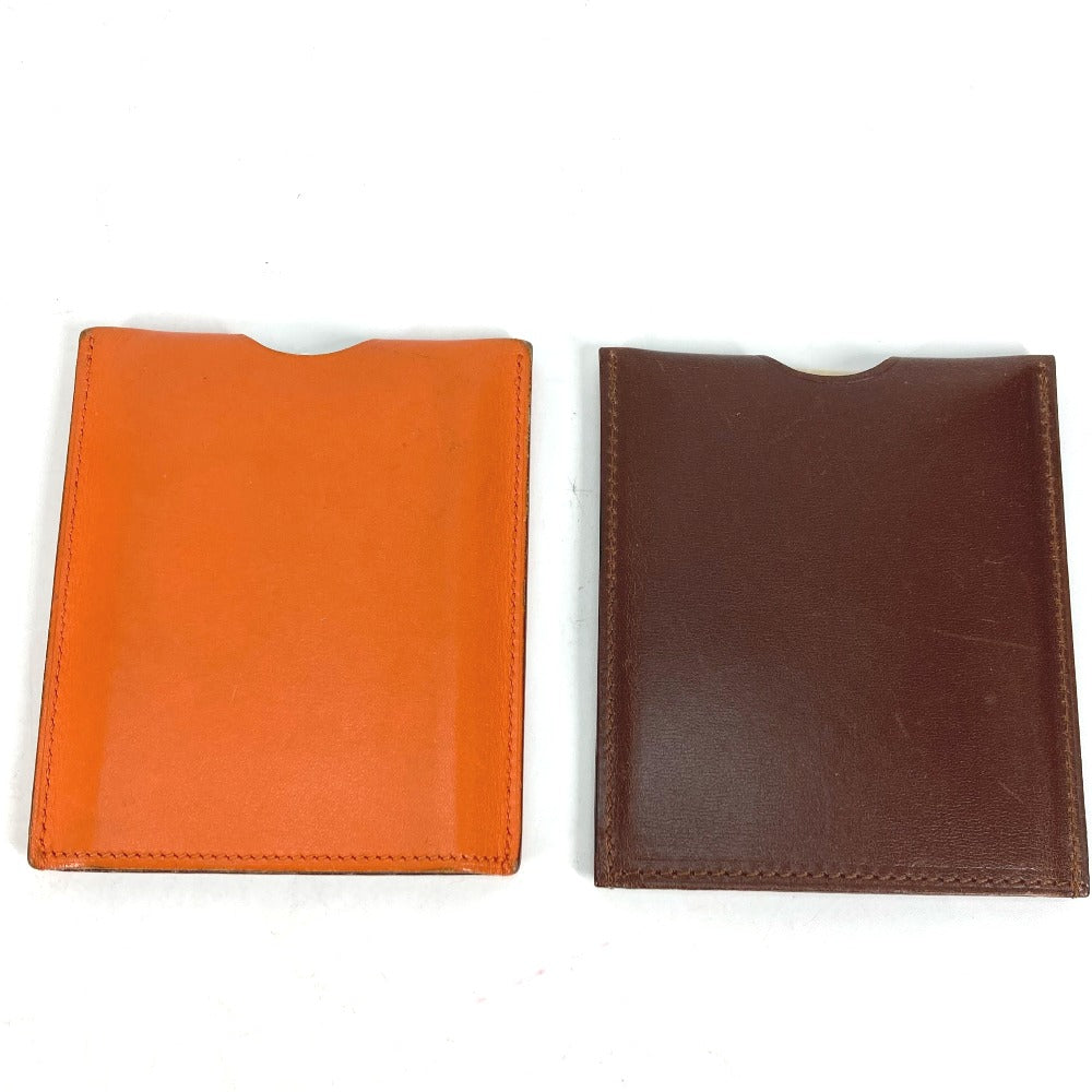HERMES Interior other leather Orange Interior Card Case Lamped Posh Card Light Women(Unisex)