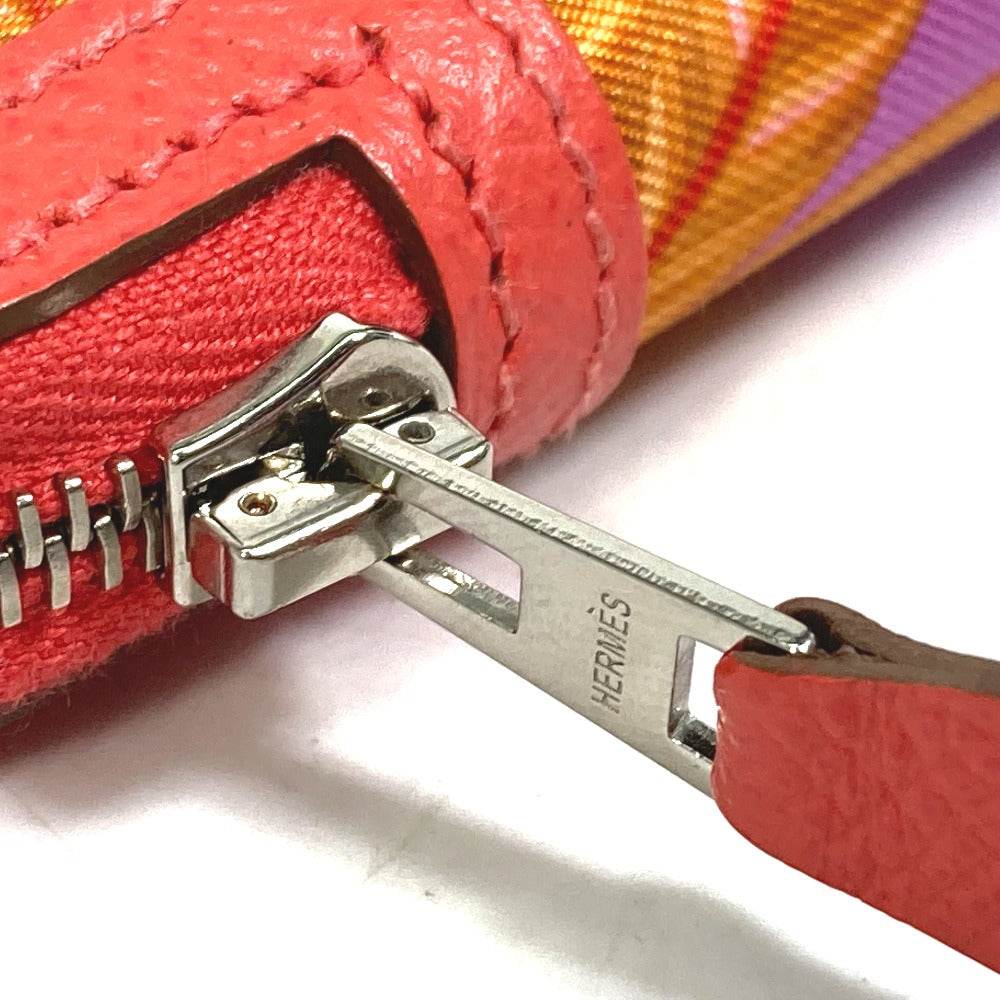 HERMES Coin case Silk, Epsom pink Bifold Coin Pocket Wallet Soy cool flamingo party Women