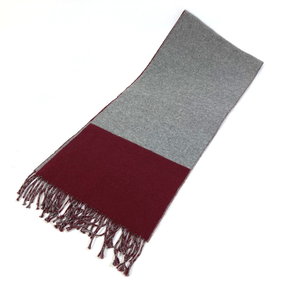 HERMES Scarf cashmere Bordeauxx Grey Kazak fringe scarf Women