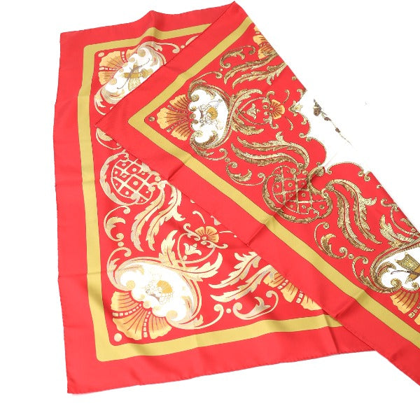 HERMES scarf silk Red Carre90 Cheval Jurc Turkish horse Women