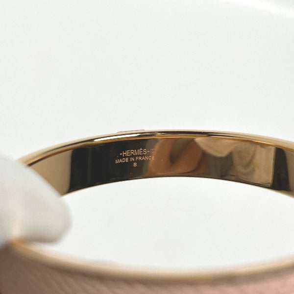 HERMES Bangle leather Pink x Gold bracelet leather Gold Plated Women