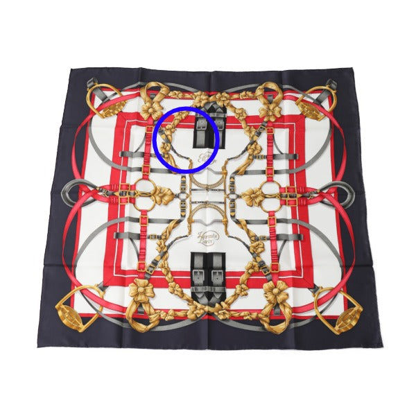 HERMES scarf silk Navy big training Carre90 Crano Manege Women
