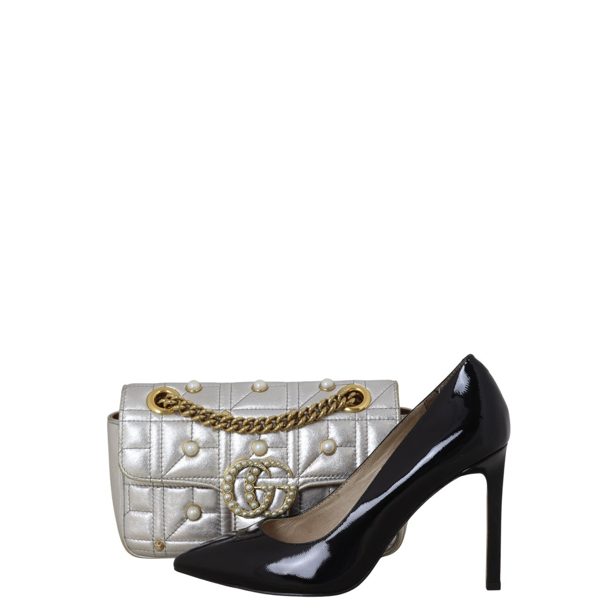 Gucci GG Marmont Matelasse Mini Shoulder Bag Pearl Studded