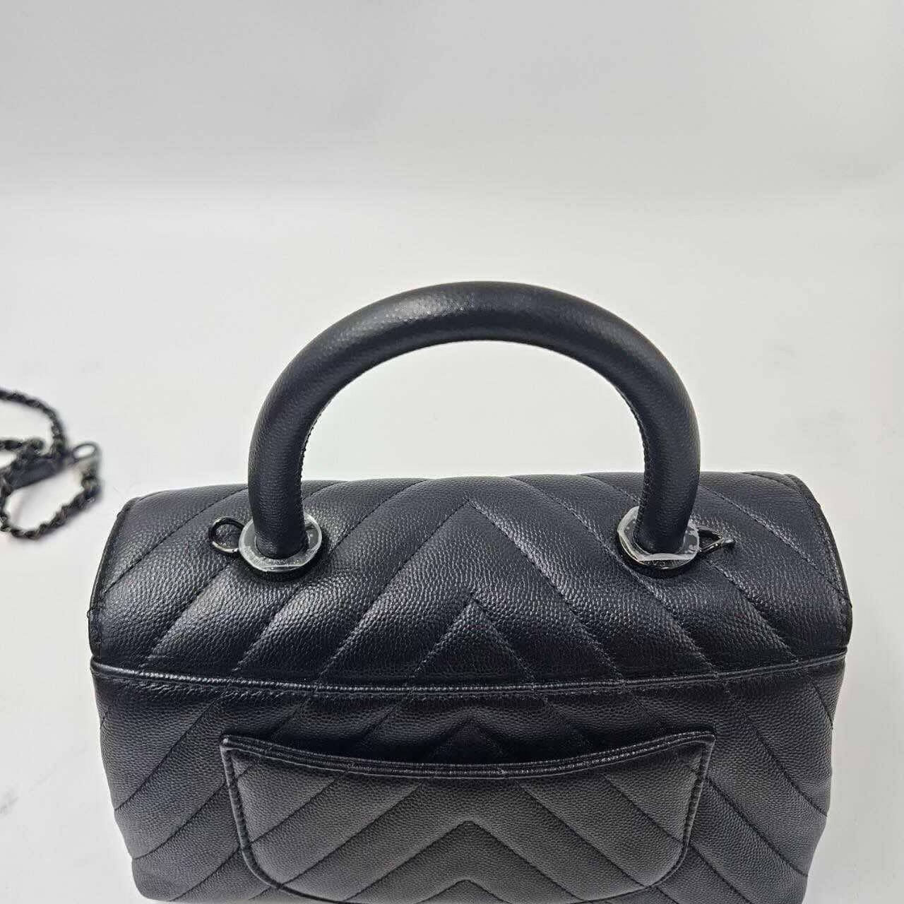 Chanel Chevron Small Caviar Coco Top Handle Flap bag