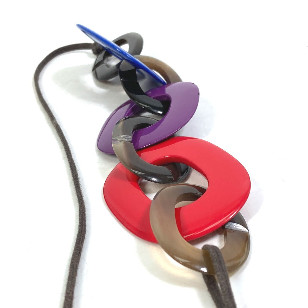 HERMES Necklace Buffalo horn Red Accessories Caramba Women