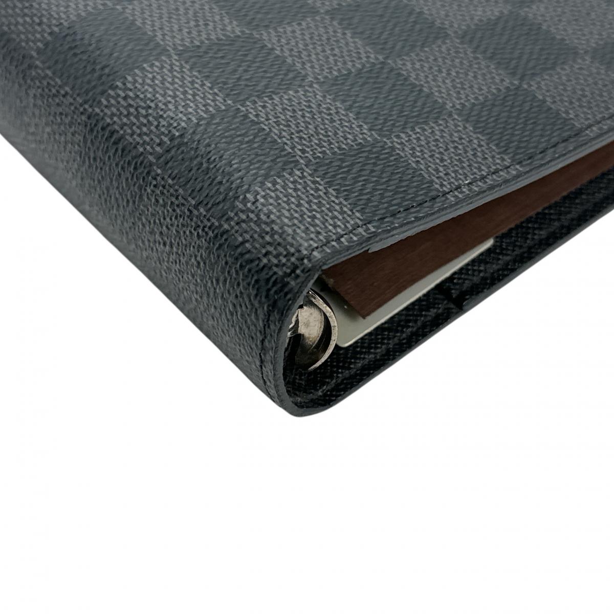 LOUIS VUITTON Notebook cover R20242 Damier Grafitto Canvas Black x gray System notebook cover Damier Graphite Agenda MM mens(Unisex)