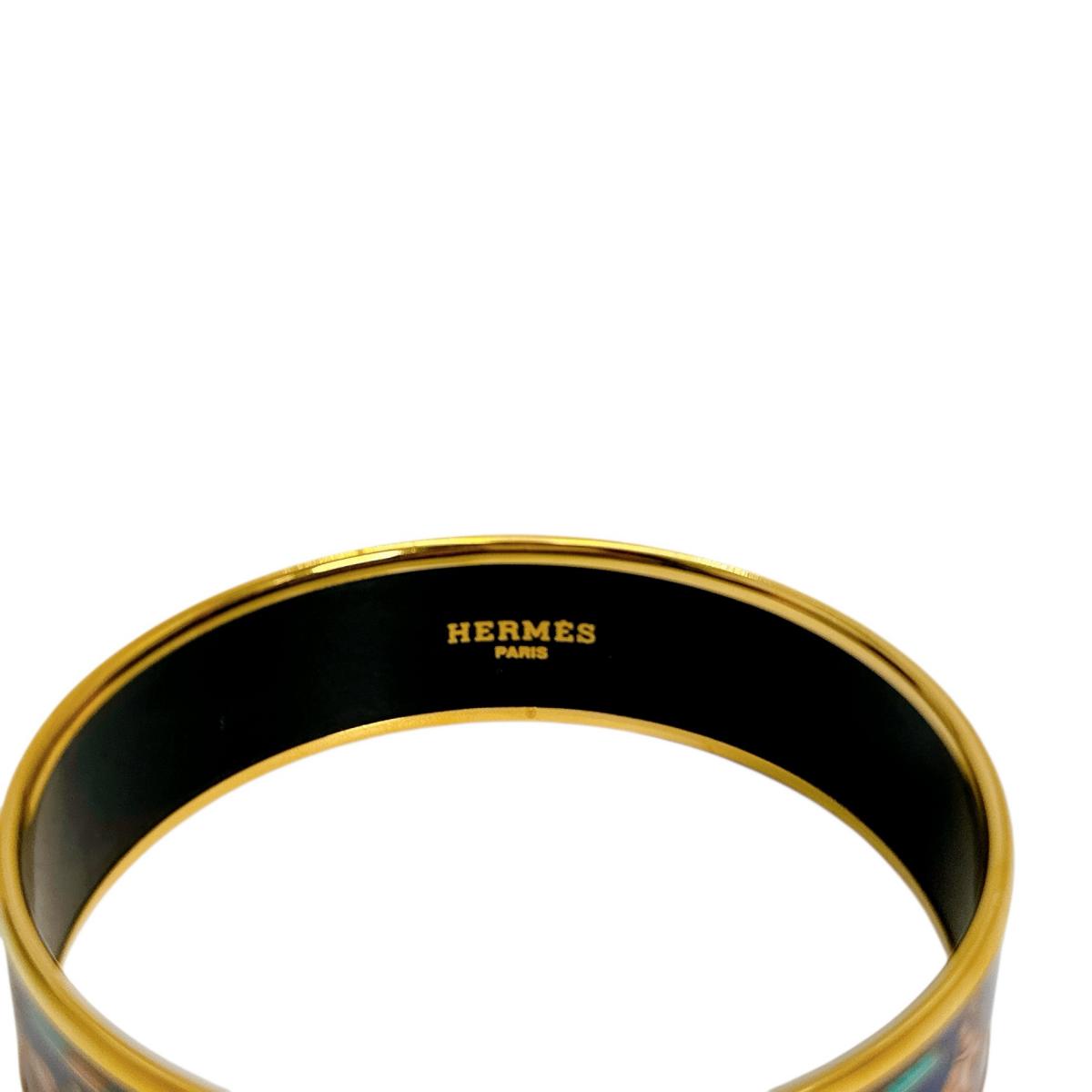 HERMES Bangle Gold Plated multicolor bracelet Emaille GM Women
