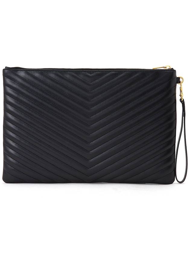 Luxury Saint Laurent Trending 2025 Matelasse Leather Document Holder Black