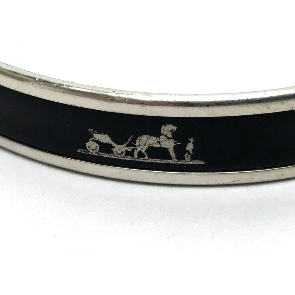 HERMES Bangle metal black Fan Curryche Emaille PM Women