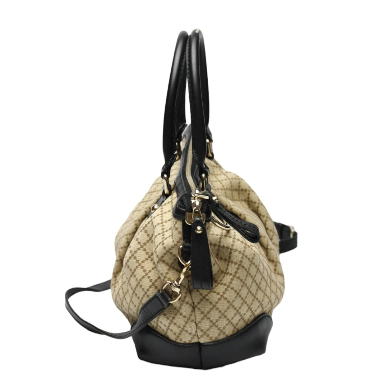 GUCCI Shoulder Bag 247902 canvas Black x beige 2WAYShoulder Bag Diamante Women