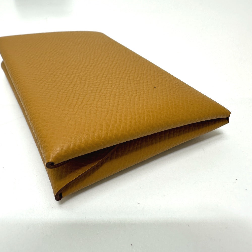 HERMES Card Case Epsom Brown Calvi duo Women