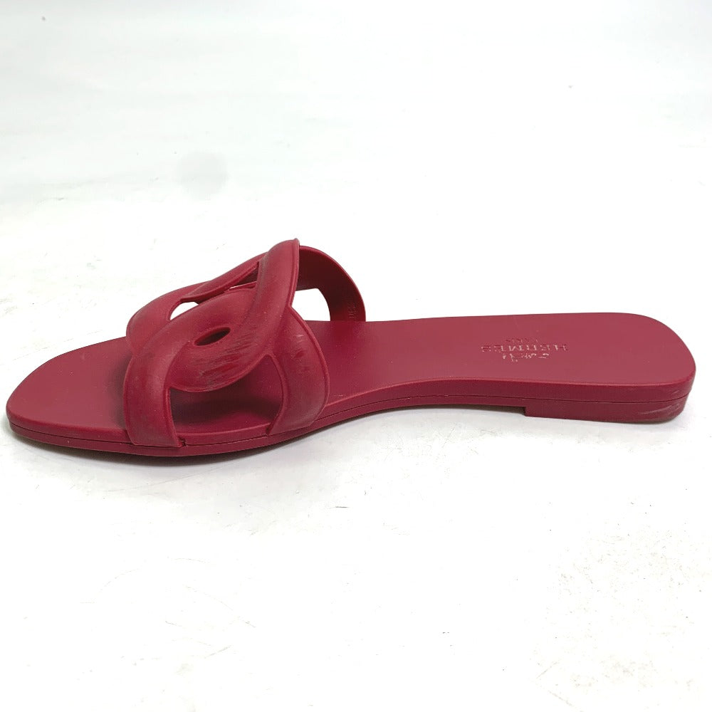 HERMES Sandals rubber Red shoes flats flats Aloha Chene Dunkle Women 35