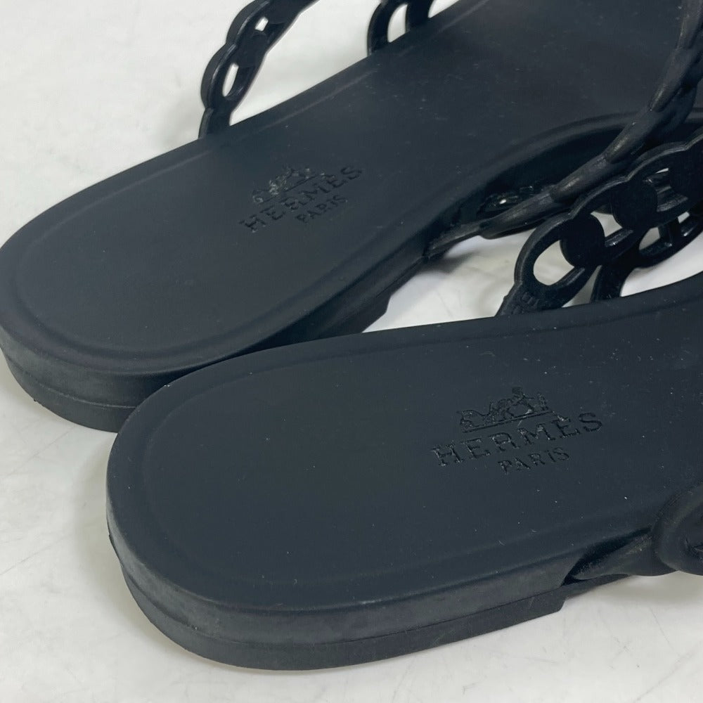 HERMES Sandals rubber black Chene Dunkle 5 Row Riverage Women 39