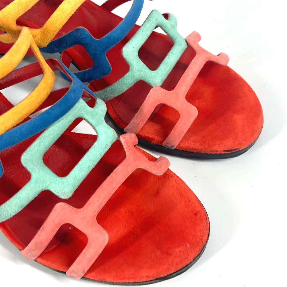 HERMES Sandals Suede, Leather multicolor Rainbow 35.5