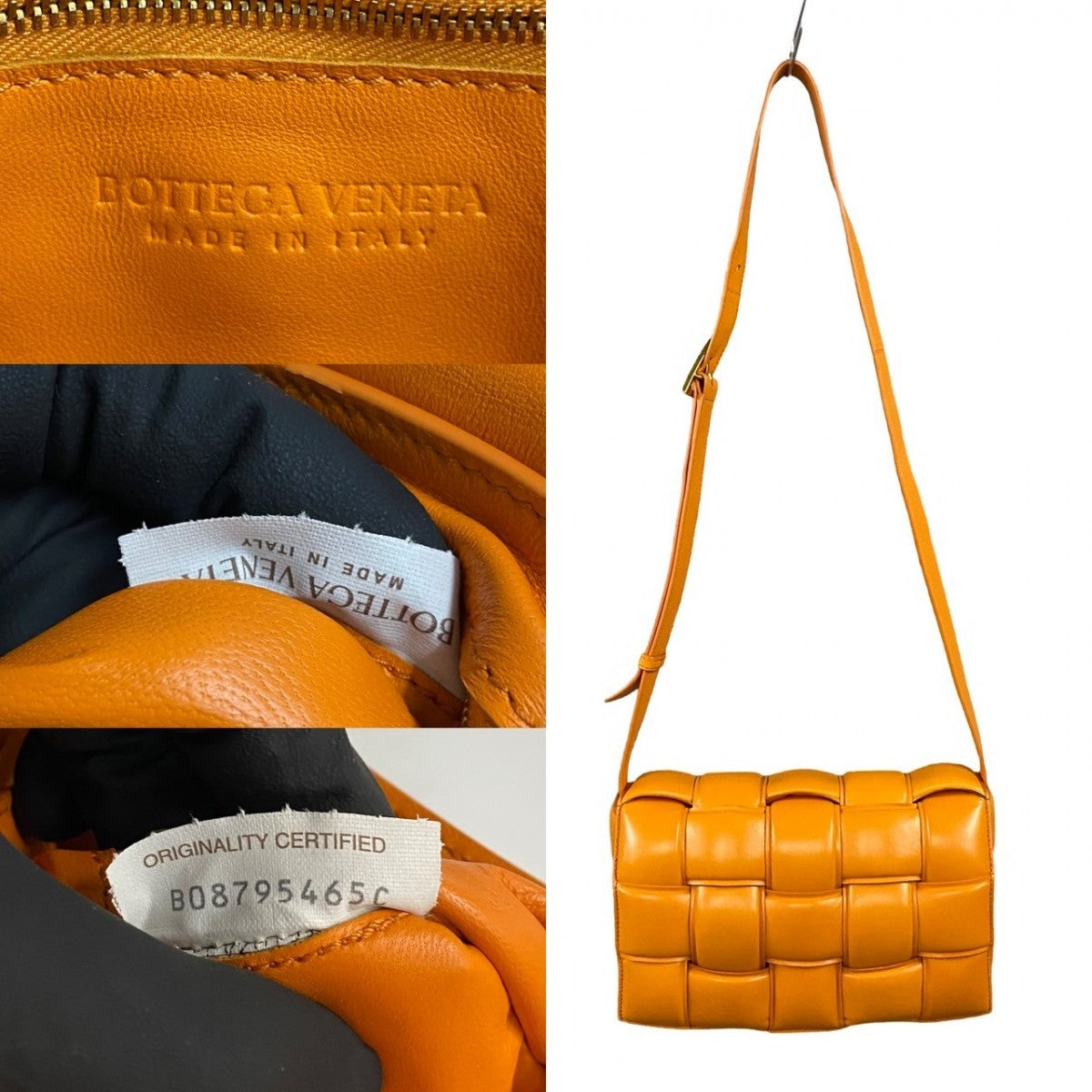 BOTTEGAVENETA Shoulder Bag leather Orange padet cassette Women