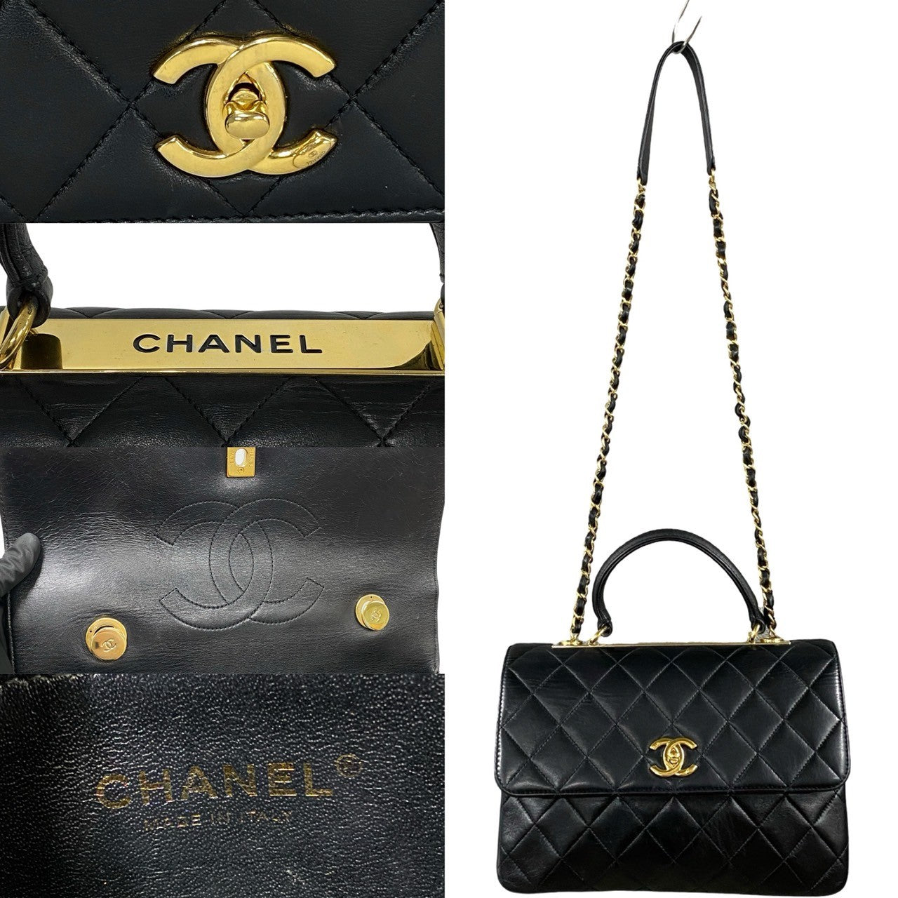 CHANEL Shoulder Bag lambskin black Matrasse