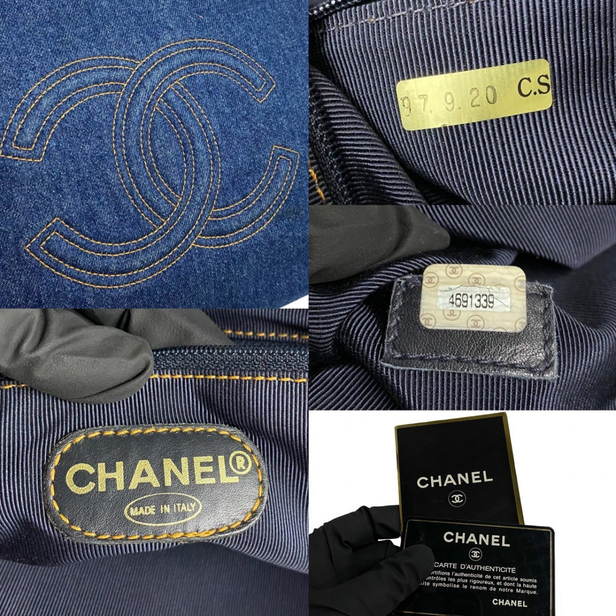 CHANEL Handbag Denim, Plastic blue COCO Mark Women