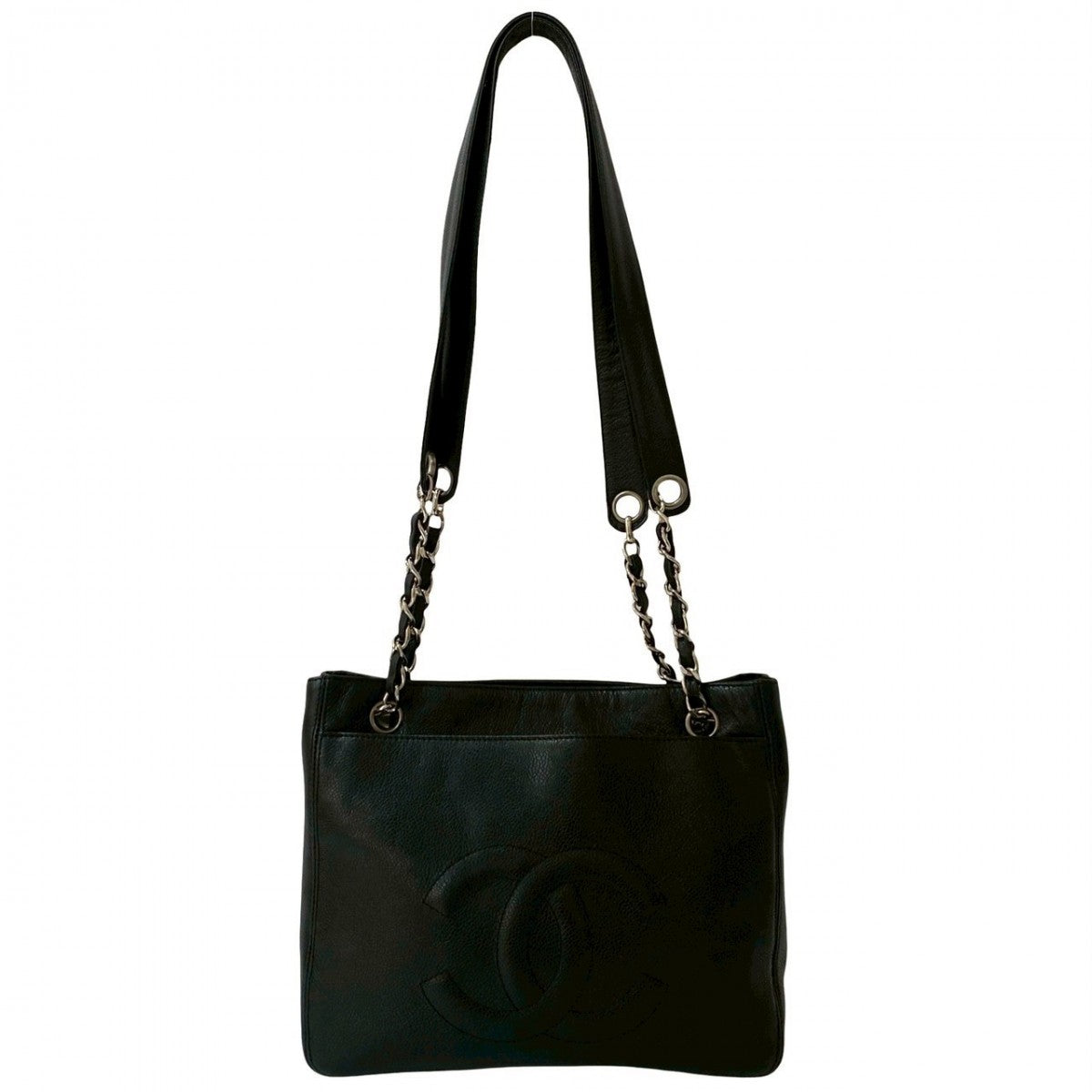 CHANEL Shoulder Bag Matt caviar skin black