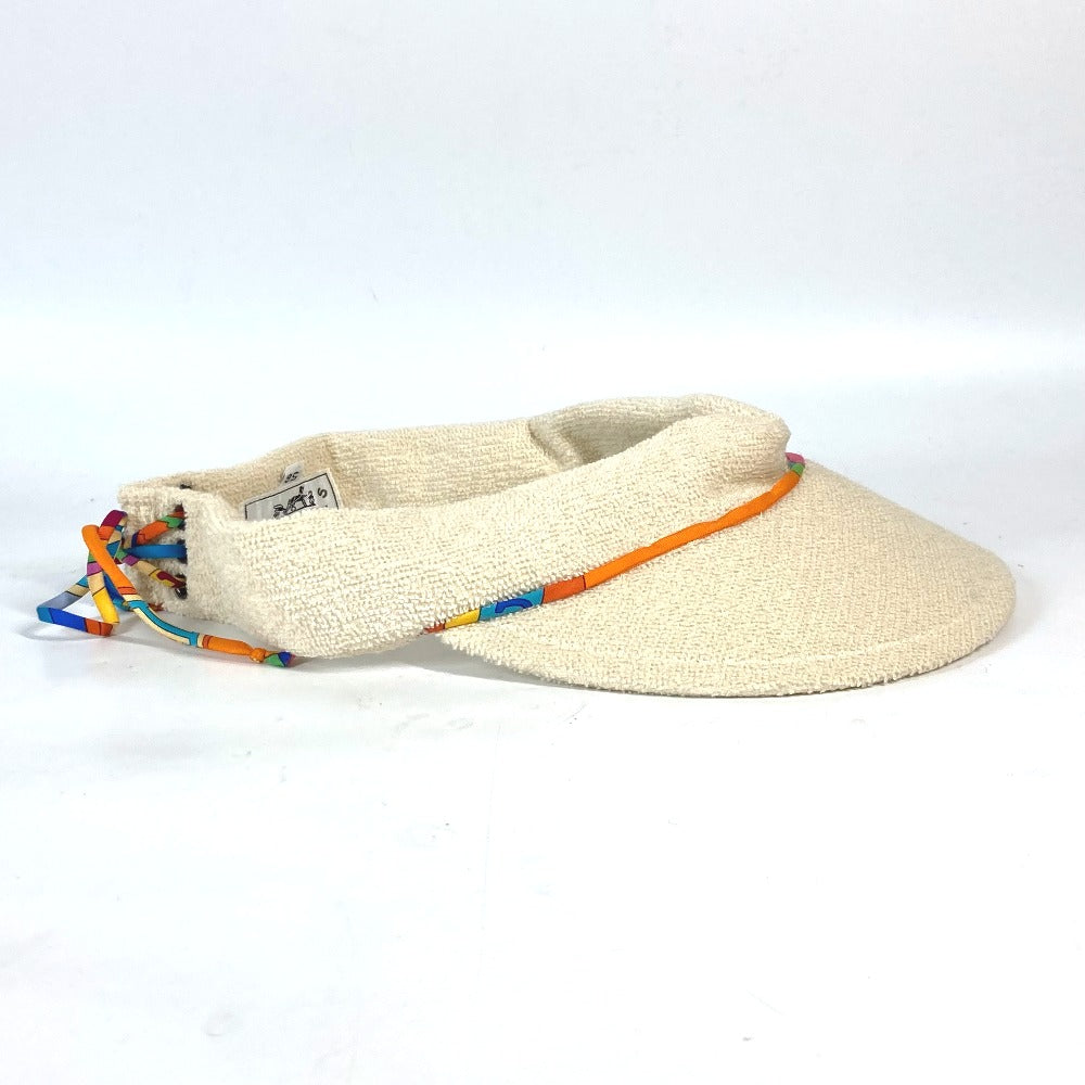 HERMES Sun visor cotton Ivorytype pile Women 56